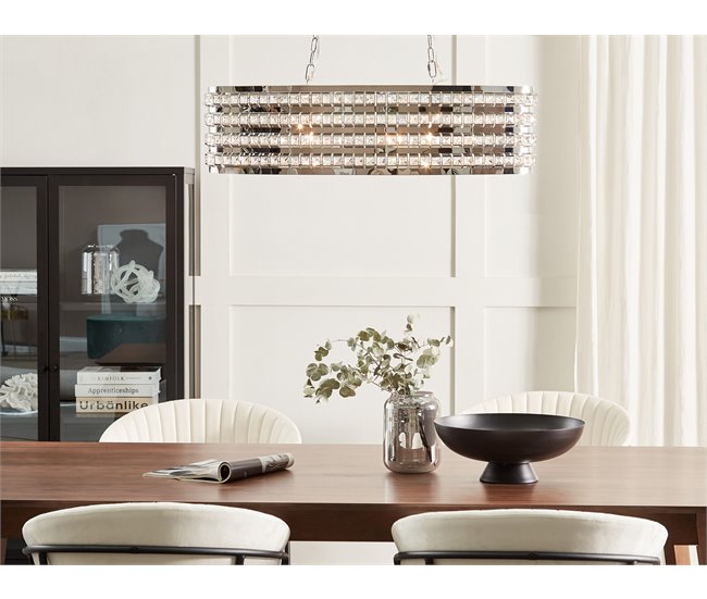 Conforama Lámpara De Techo De Metal Plateado 108 Cm CAVONE