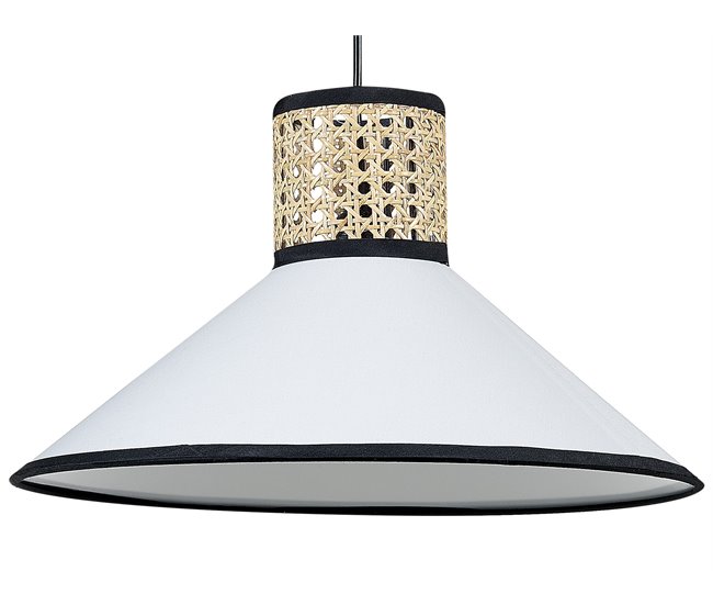 Conforama Lámpara de techo de poliéster/ratán/algodón natural/blanco/negro 188 cm MANTUA
