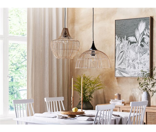 Conforama Lámpara De Techo De Ratán Beige/natural 123 Cm BARARIS