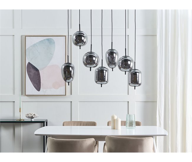 Conforama Lámpara De Techo De Vidrio Plateado/negro 122 Cm TARLO