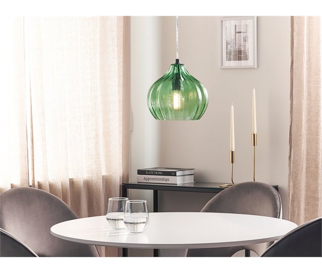 Conforama Lámpara De Techo De Vidrio Verde Esmeralda 73 Cm KEILA