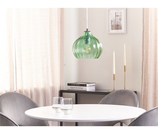 Conforama Lámpara De Techo De Vidrio Verde Esmeralda 73 Cm KEILA