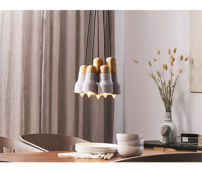 Conforama Lámpara De Techo Gris Claro/madera Clara 133 Cm APURE