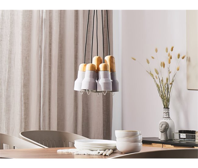 Conforama Lámpara De Techo Gris Claro/madera Clara 133 Cm APURE