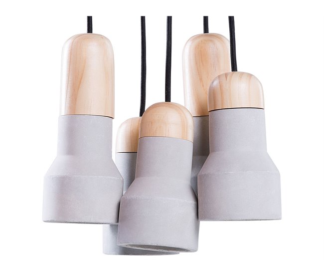 Conforama Lámpara de techo gris claro/madera clara 133 cm APURE