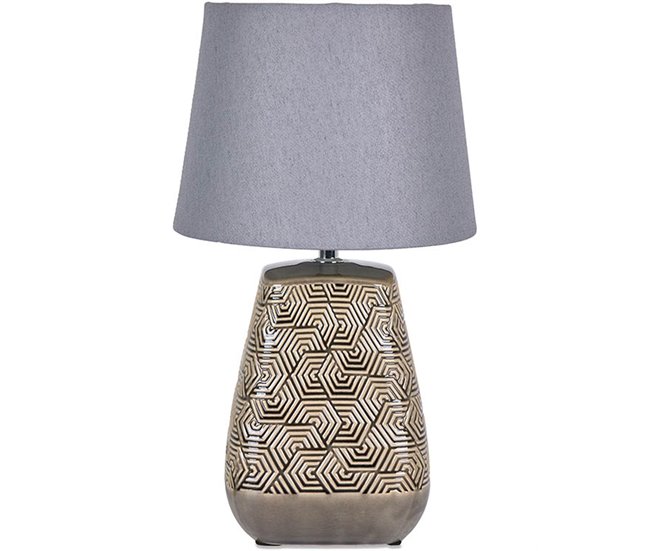 Conforama Lámpara Presume De Casa Sully 22.5*40*22.5 Pie Plateado/tulipa Gris Ceram/polies