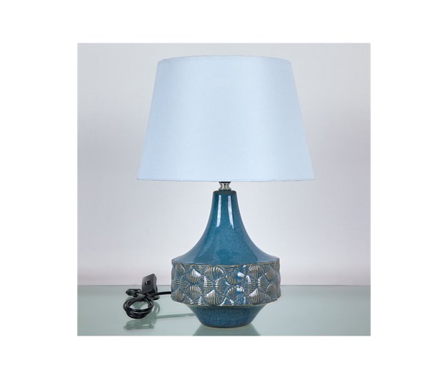 Conforama Lámpara Presume De Casa Taylor 30*44*30 Pie Azul/tulipa Blanca Ceram/polies
