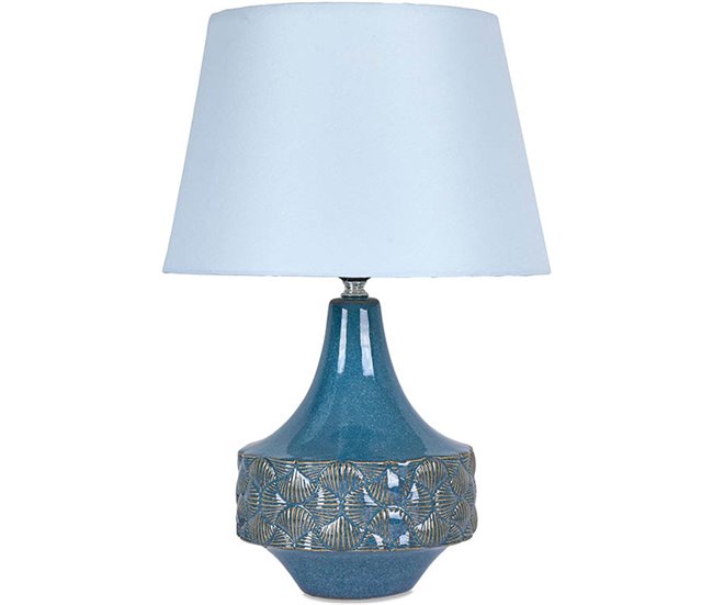 Conforama Lámpara Presume De Casa Taylor 30*44*30 Pie Azul/tulipa Blanca Ceram/polies