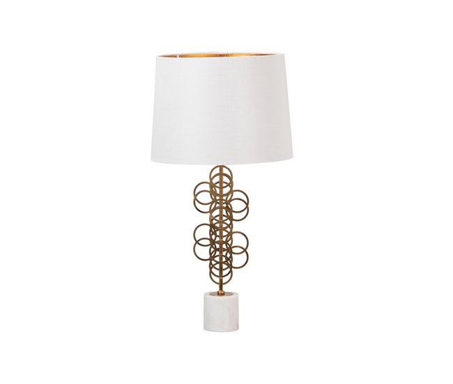 Conforama Lampara Sobremesa Metal Dorado Blanco 36x36x71 Cm