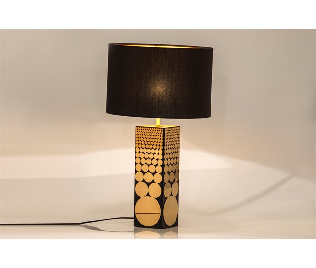 Conforama Lampara Sobremesa Metal Mdf Negro 38x38x66 Cm