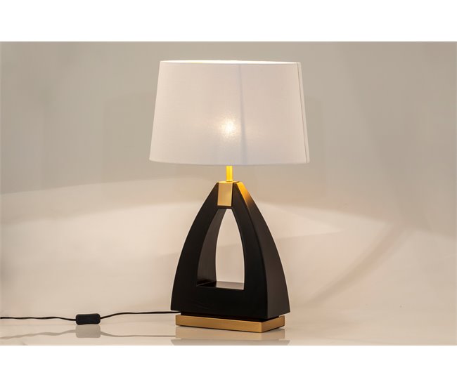 Conforama Lampara Sobremesa Metal Mdf Negro 40x40x67 Cm