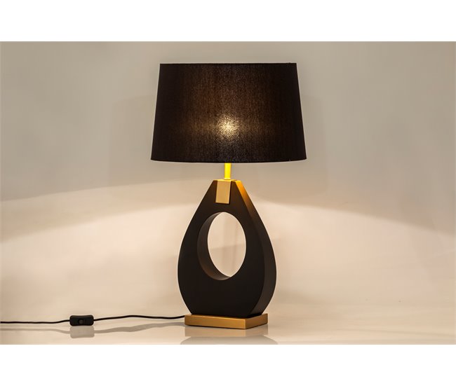 Conforama Lampara Sobremesa Metal Mdf Negro 40x40x68 Cm