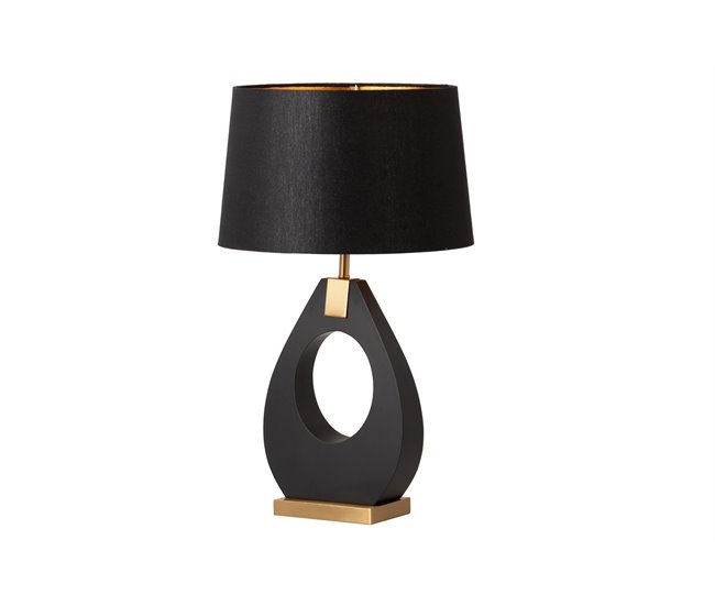 Conforama Lampara Sobremesa Metal Mdf Negro 40x40x68 Cm