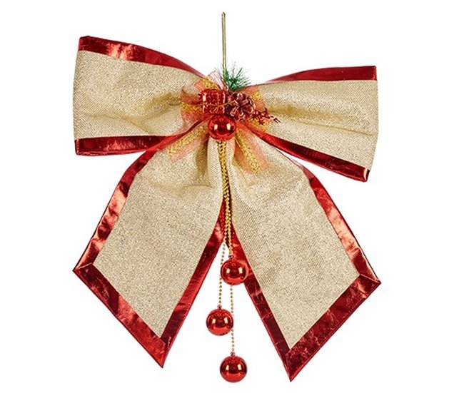 Conforama Lazo Adorno Navideño Rojo Dorado Plástico 53 X 50 X 9 Cm (4 Unidades)