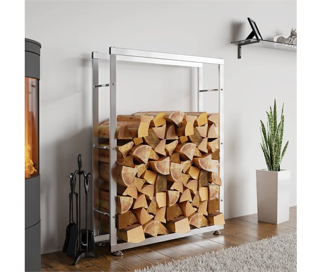 Conforama Leñero Keri De Acero Inoxidable Acero Inoxidable 25X150X80 Cm