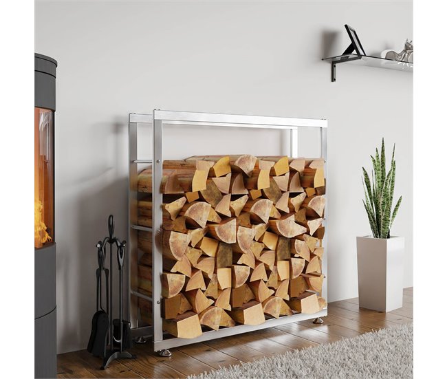 Conforama Leñero Keri De Acero Inoxidable Acero Inoxidable 25X100X100 Cm
