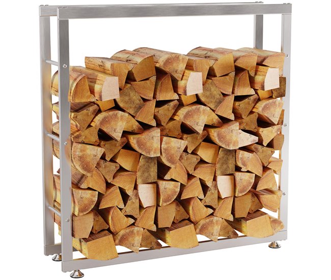 Conforama Leñero Keri de acero inoxidable Acero inoxidable 25X100X100 cm