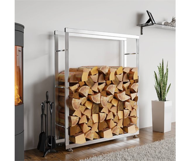 Conforama Leñero Keri De Acero Inoxidable Acero Inoxidable 25X150X100 Cm