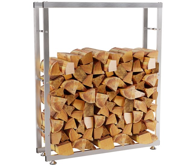 Conforama Leñero Keri de acero inoxidable Acero inoxidable 25X150X100 cm