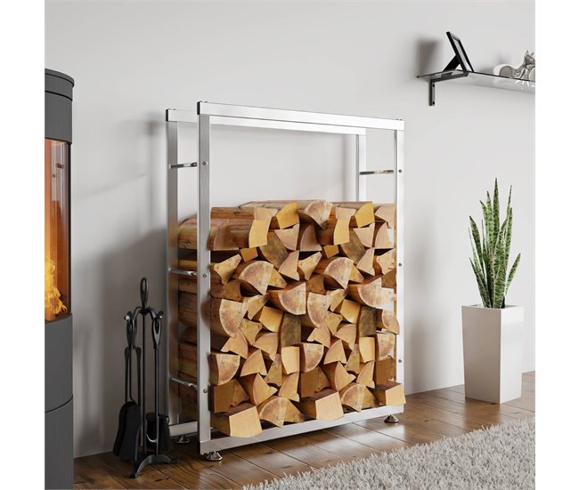 Conforama Leñero Keri De Acero Inoxidable Acero Inoxidable 25X125X80 Cm