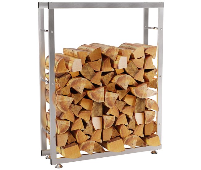 Conforama Leñero Keri de acero inoxidable Acero inoxidable 25X125X80 cm