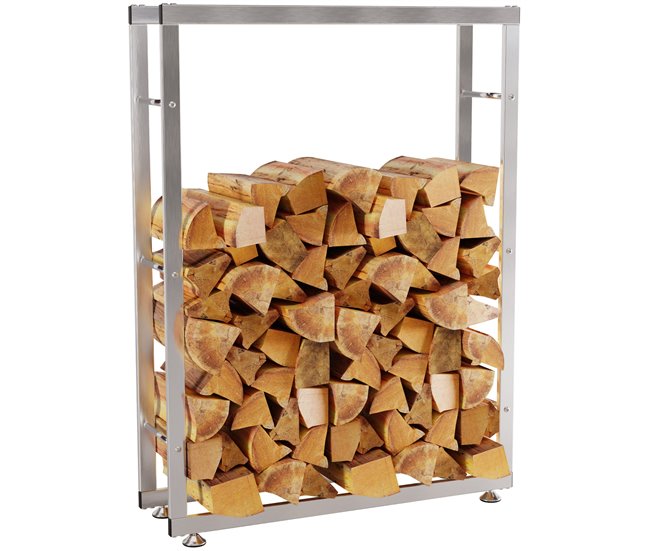 Conforama Leñero Keri de acero inoxidable Acero inoxidable 25X150X80 cm