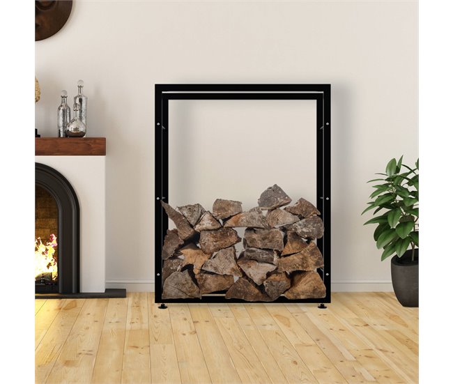 Conforama Leñero Keri De Metal Negro Negro 25X100X125 Cm