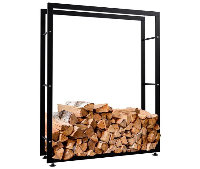 Conforama Leñero Keri de metal negro Negro 25X100X125 cm