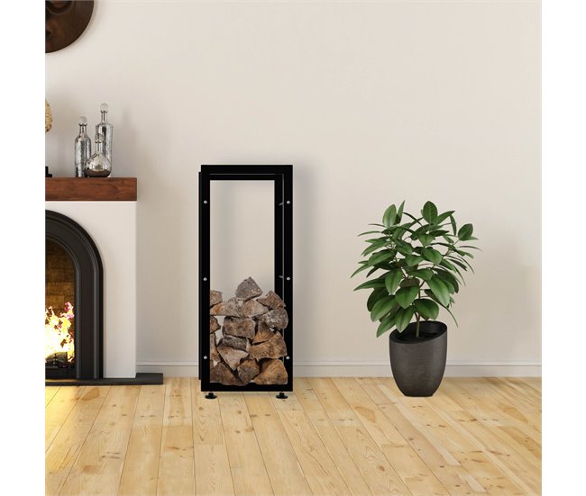 Conforama Leñero Keri De Metal Negro Negro 25X40X100 Cm