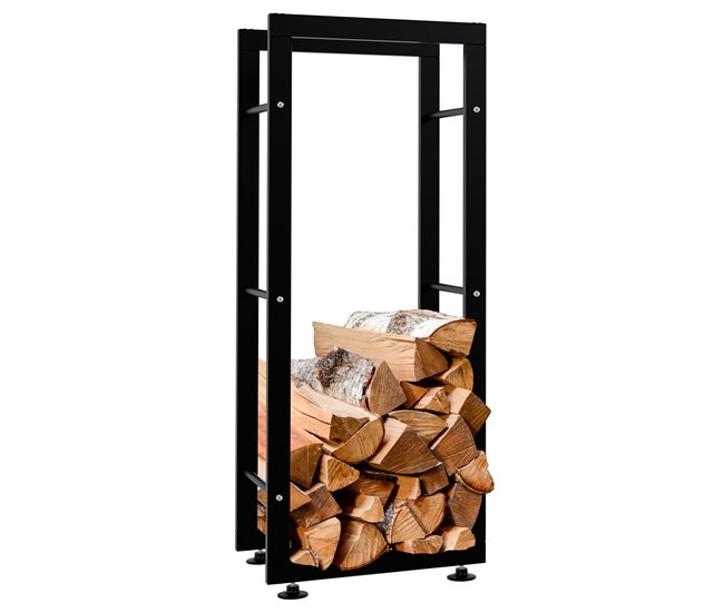 Conforama Leñero Keri de metal negro Negro 25X40X100 cm