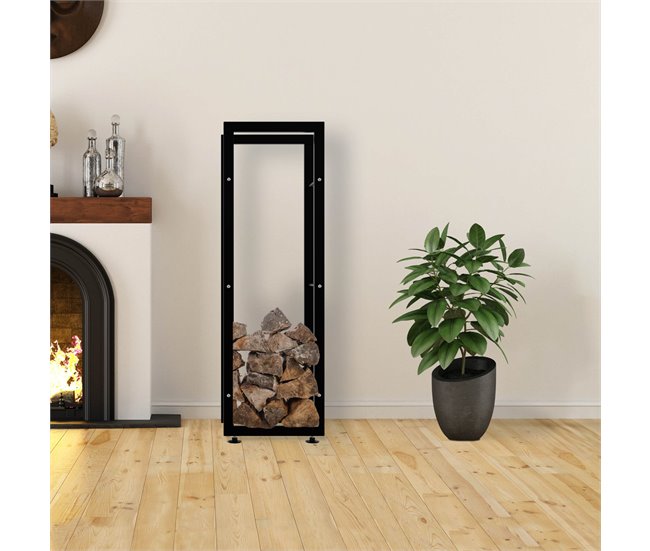Conforama Leñero Keri De Metal Negro Negro 25X40X125 Cm