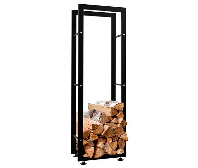 Conforama Leñero Keri de metal negro Negro 25X40X125 cm