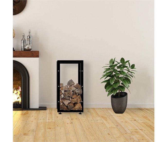 Conforama Leñero Keri De Metal Negro Negro 25X40X80 Cm