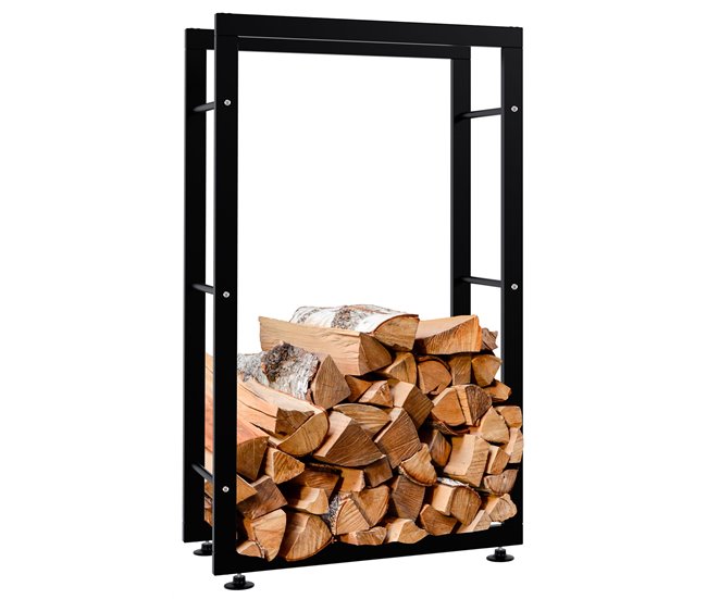 Conforama Leñero Keri de metal negro Negro 25X60X100 cm