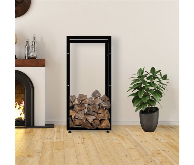 Conforama Leñero Keri De Metal Negro Negro 25X60X125 Cm