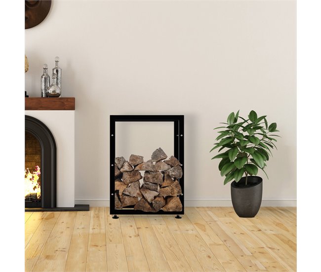 Conforama Leñero Keri De Metal Negro Negro 25X60X80 Cm