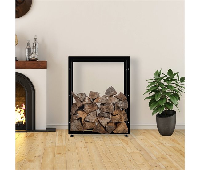 Conforama Leñero Keri De Metal Negro Negro 25X80X100 Cm