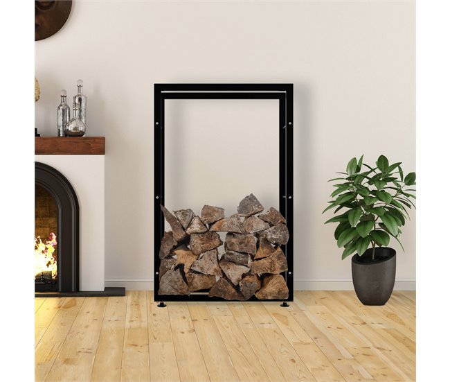 Conforama Leñero Keri De Metal Negro Negro 25X80X125 Cm