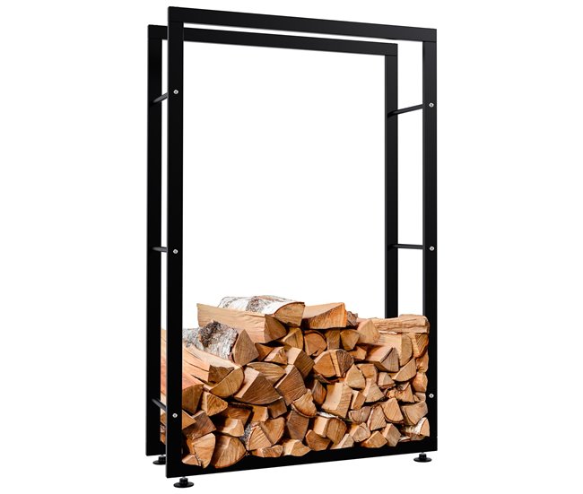 Conforama Leñero Keri de metal negro Negro 25X80X125 cm