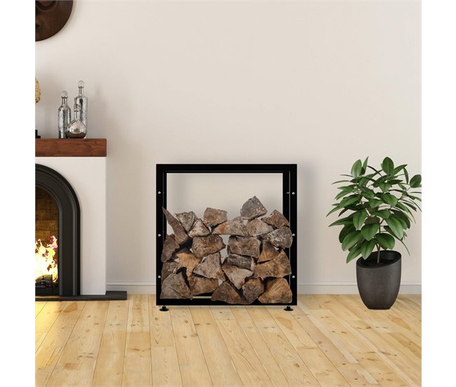 Conforama Leñero Keri De Metal Negro Negro 25X80X80 Cm