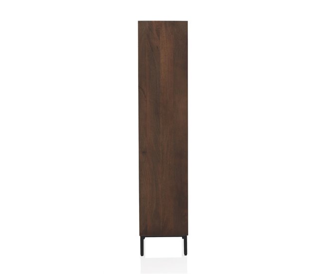 Conforama Librería 2 Puertas Madera Maciza De Mango Lisa Patas Metálicas