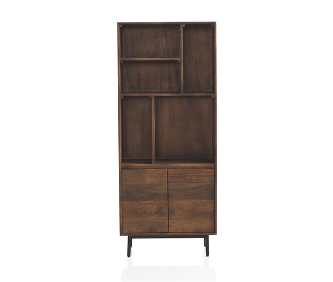 Conforama Librería 2 Puertas Madera Maciza de Mango Lisa Patas Metálicas