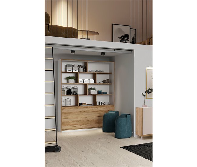 Conforama Librería Convertible En Escritorio FREETOWN Roble Blanco