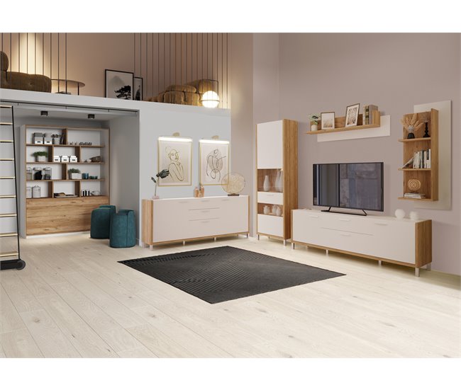 Conforama Librería Convertible En Escritorio FREETOWN Roble Blanco