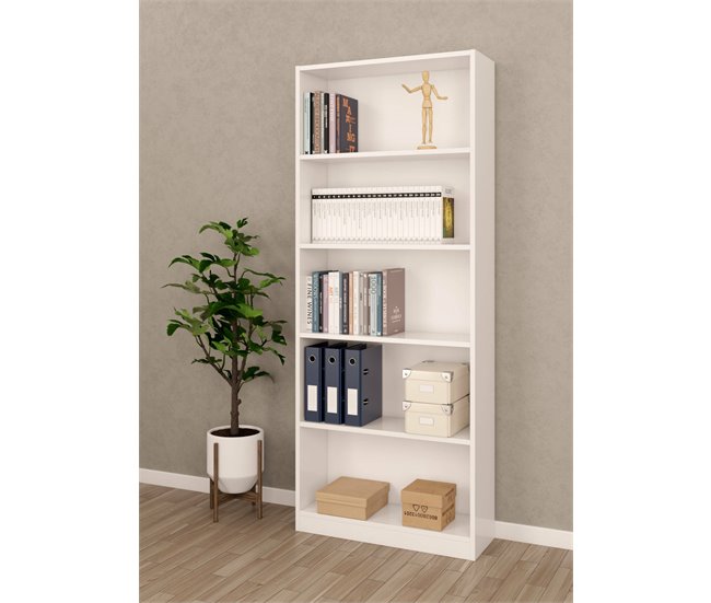 Conforama Librería Dangell Librería Lineal Con 4 Estantes Estantería Para Oficina O Dormitorio Librería Moderna 80x28h201 Cm Blanco