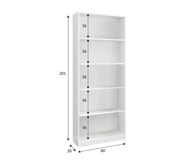 Conforama Librería Dangell Librería Lineal Con 4 Estantes Estantería Para Oficina O Dormitorio Librería Moderna 80x28h201 Cm Blanco