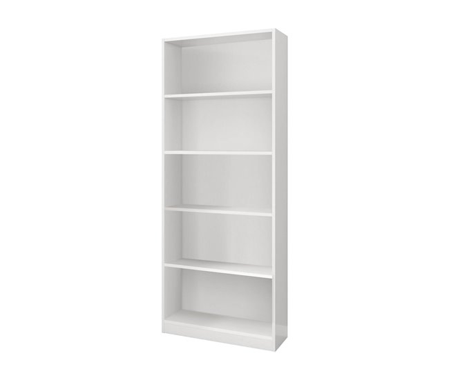 Conforama Librería Dangell Librería lineal con 4 estantes Estantería para oficina o dormitorio Librería moderna 80x28h201 cm Blanco