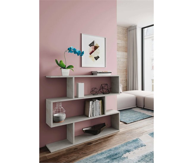 Conforama Librería Dfanes Librería Baja De Doble Cara Estante Con Tres Compartimentos Estante De Oficina Moderno 110x24h97 Cm Gris Hormigón