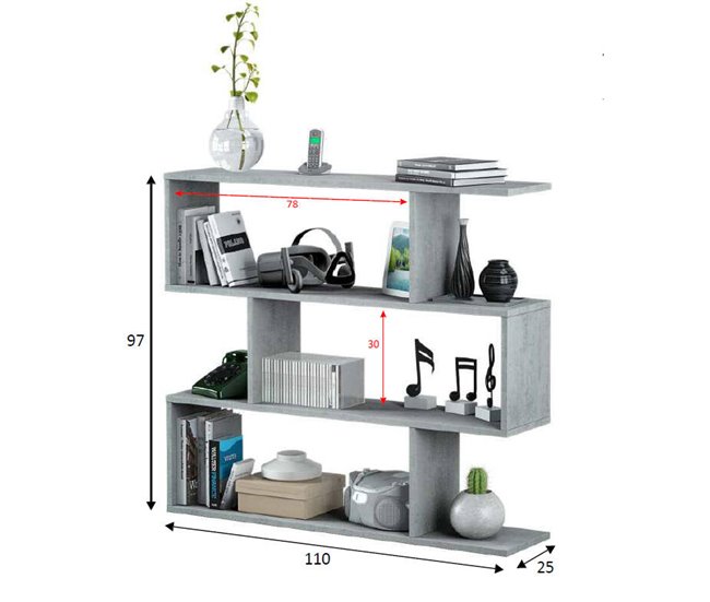 Conforama Librería Dfanes Librería Baja De Doble Cara Estante Con Tres Compartimentos Estante De Oficina Moderno 110x24h97 Cm Gris Hormigón