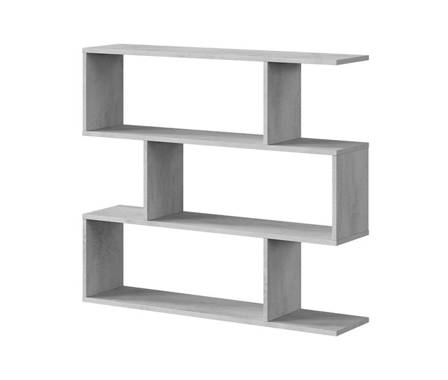 Conforama Librería Dfanes Librería baja de doble cara Estante con tres compartimentos Estante de oficina moderno 110x24h97 cm Gris hormigón